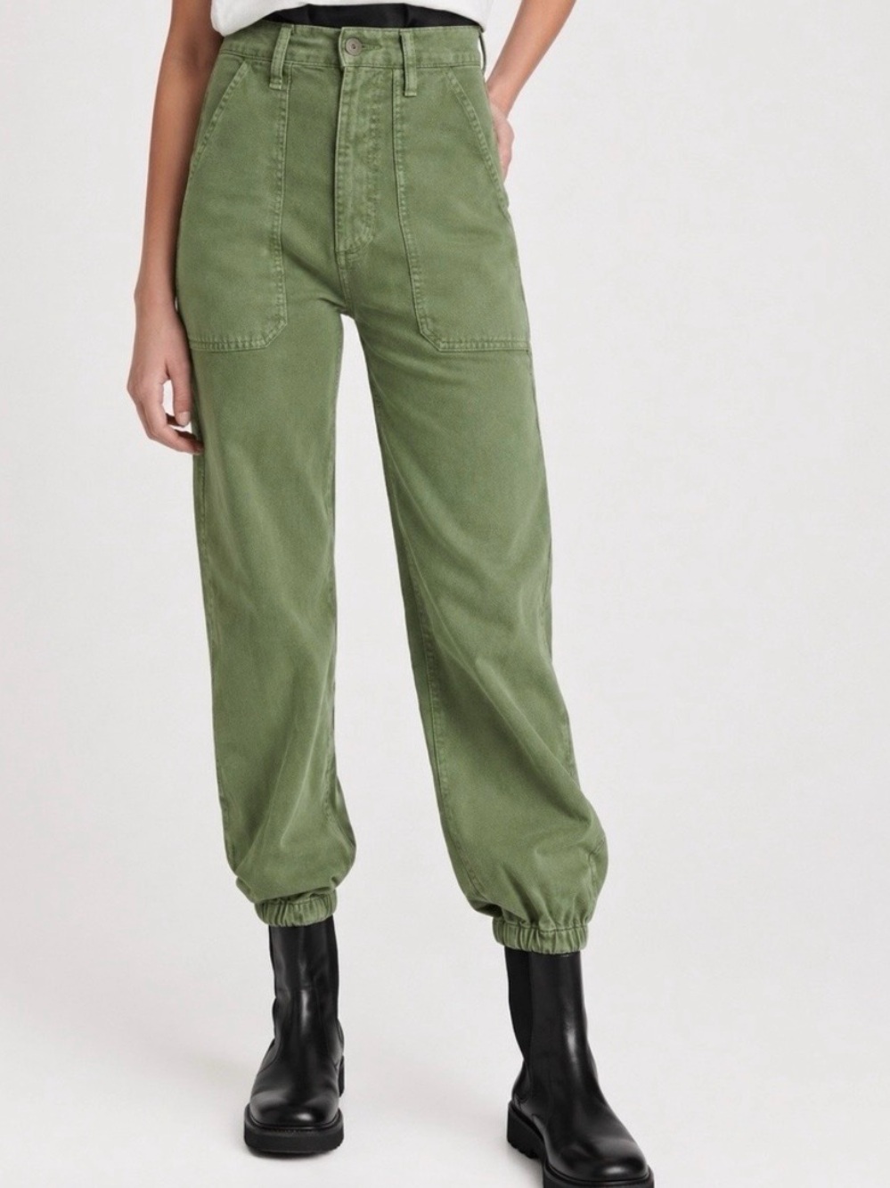 MOTHER Olive Green Utility Jogger Jeans